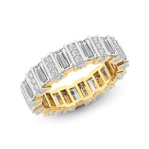 Bague éternelle de luxe en or 14 carats avec diamants de laboratoire taille baguette, qualité VS1, VVS1, bijou élégant pour femmes et jeunes filles - Product Image 4