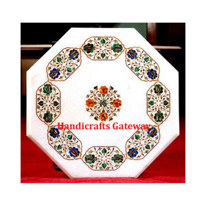 Magnifique plateau de table octogonal en marbre blanc naturel fait à la main avec une qualité supérieure, utilisé pour les tables à thé dans les hôtels - Product Image 3