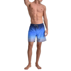Shorts de bain pour hommes à séchage rapide, dégradé, légers, pour la plage, en polyester, avec taille élastique et cordon de serrage - Product Image 1
