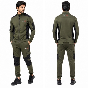 Survêtement de sport décontracté pour homme, tissu doux, veste à fermeture éclair intégrale, pantalon à taille élastique, construction respirante, confortable au quotidien - Product Image 6