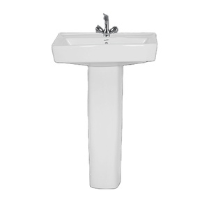 Pedestal de lavabo ovalado de cerámica blanca con acabado brillante personalizado de alta calidad al por mayor para baño a bajo precio - Product Image 1