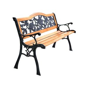 Banc de jardin en bois d'extérieur avec accoudoirs en fer, idéal pour la terrasse - Product Image 1