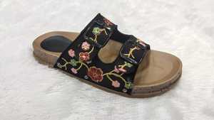 Women Black Embroidered <b>Flat</b> <b>Sandals</b> Floral Buckle Strap Open Toe Casual Ethnic Footwear for Party <b>Wedding</b> and Daily Wear - Product Image 5