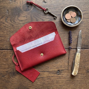 Handmade leather <b>cash</b> <b>envelope</b> featuring multiple compartments genuine cowhide leather secure closure compact storage for sale - Product Image 1