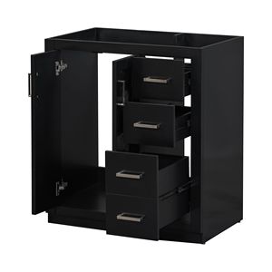Mobile Bagno in Legno Massello da 30 Pollici con 3 Cassetti, Armadietto Autoportante con Chiusura Ammortizzata, Senza Lavabo - Product Image 3