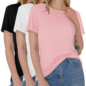 T-shirts pour femmes - Hauts à manches courtes printemps-été, col rond, tendance, décontractés, doux, basiques pour femmes 2k26 - Product Image 3