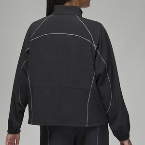 Chaqueta cortavientos de lana de invierno de talla grande para mujer, chaqueta de chándal con cremallera de bloque de Color, cuello con capucha, diseño de cremallera frontal, pantalones cortos, traje - Product Image 2