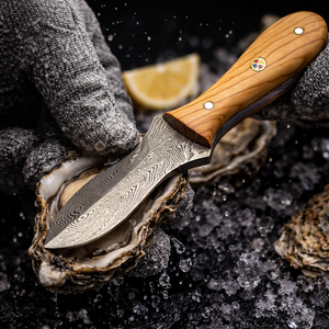 Couteau à huîtres avec manche en bois d'olivier, fait main, écologique, compatible lave-vaisselle, outil pour fruits de mer de haute qualité pour la vente en gros - Product Image 5