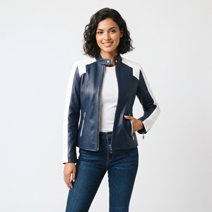 Women's Waterproof Zipper <b>Jacket</b> Stand Collar <b>Long</b> Sleeve <b>Leather</b> Motorcycle <b>Jacket</b> Ladies Women's Slim Fit Motorcycle <b>Jacket</b> - Product Image 2
