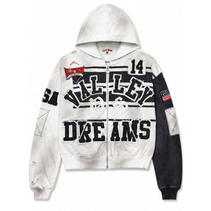 เสื้อฮู้ดซิป Valley Dreams สำหรับผู้ชาย ทรงโอเวอร์ไซส์ ผ้าฝ้ายถัก 100% สวมใส่สบายในฤดูหนาว พร้อมลายธงชาติสหรัฐอเมริกา - Product Image 2
