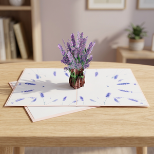 Tarjeta de Felicitación Hecha a Mano con Diseño de Ramo de Lavanda 3D, Artesanía de Papel Vietnamita, para el Día de San Valentín y Otras Ocasiones - Product Image 4