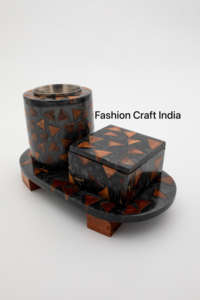 Brûleur d'encens Bakhoor en bois et résine époxy 100% naturelle, fait main en Inde, écologique, pour la maison et l'hôtel, diffuseur d'aromathérapie, rangement - Product Image 2