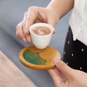 <b>Bamboo</b> Resin Tea & Coffee Cup Mat <b>Table</b> Coaster & Pads - Product Image 1