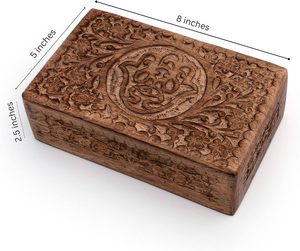 Boîtes à bijoux en bois faites à la main, universelles, pour femmes, avec des motifs complexes sculptés à la main, capacité personnalisée, modèle UO-WJB-0022 Uttar - Product Image 6