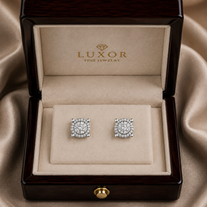 Excellentes boucles d'oreilles à grappe de diamants ronds véritables de 0,60 TCW en or blanc 10 carats |   Boucles d'oreilles en diamant à visser pour femmes, bijoux - Product Image 3