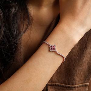 Pulsera de tenis de rubí en oro rosa, conjunto de joyería de pulsera y pendientes de rubí, regalo para ella, joyería fina - Product Image 4