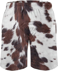 Custom <b>Men</b> Cow Print Swim <b>Trunks</b> Quick Dry Summer Beach Shorts Manufacturer High Quality Breathable Casual Board Shorts Power - Product Image 3