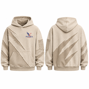 Men's Oversized Winter <b>Brown</b> <b>Fleece</b> Hoodie Contrast Panel Washed Sweatshirt Custom Logo Front Streetwear Pullover - Product Image 2