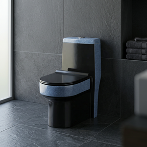 WC monobloc moderne en céramique, à fixation au sol, avec réservoir encastré et double chasse, noir mat, directement de l'usine - Product Image 5