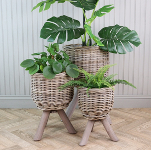 Fabricant vietnamien de pots de rangement au sol en rotin de style rétro avec poignées, tissés à la main, écologiques - Product Image 3