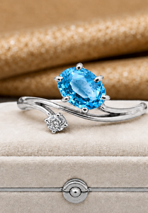 Blue <b>Quartz</b> Silver <b>Ring</b>, 925 Sterling Silver Blue <b>Quartz</b> <b>Ring</b>, Oval Blue Gemstone <b>Ring</b>, Handmade Statement <b>Ring</b>, Gift for Her - Product Image 3
