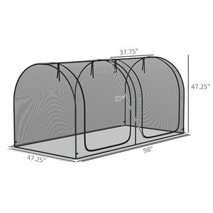 Rete da Giardino Nera 8x4 con Due Porte con Cerniera, Gabbia per Piante, Tenda Protettiva, Borsa per il Trasporto e 4 Picchetti per Giardino/Prato - Product Image 3