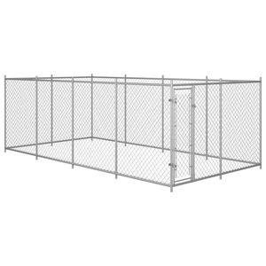 Grand enclos pour chien en acier galvanisé argenté, cage rectangulaire pour animaux de compagnie - Product Image 2