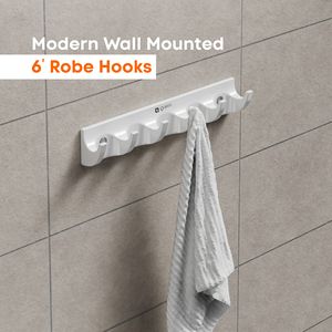 Support mural en métal robuste pour peignoir de 6 pouces, double crochet, finition argentée, pour salle de bain - Product Image 2
