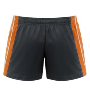 Shorts de netball unisexe noir et orange sublimés en polyester, vêtements de sport légers pour l'entraînement et les matchs - Product Image 2