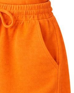 Conjunto de dos piezas casual para mujer: top corto acanalado y shorts con cordón, naranja brillante con estampado de corazón rojo, personalizado. - Product Image 6