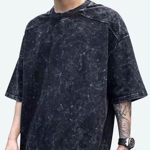 T-shirts vierges délavés à l'acide de haute qualité, coupe oversize à épaules tombantes pour hommes - Product Image 2