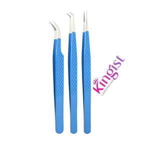 Pinces à cils de haute qualité, écologiques, à pointe en fibre, avec poignée diamantée, ensemble de 9 pièces en acier japonais précis, finition dorée - Product Image 1