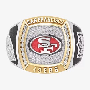 Bague de championnat des San Francisco 49ers en alliage, classique, entièrement personnalisée, mode masculine, bicolore, personnalisable pour les équipes de lycée et les collèges - Product Image 1