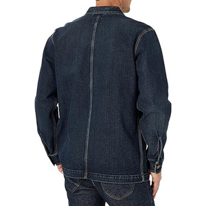 Veste en jean bleu foncé pour homme, col rabattu décontracté, simple boutonnage, avec poches - Product Image 2