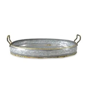 Elegante bandeja de metal galvanizado para el servicio de desayuno en la cama, compatible con varios diseños de mesa. - Product Image 3