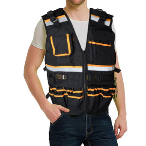 High Visibility Reflective Safety <b>Utility</b> <b>Vest</b> Men 100% Polyester Breathable Workwear OEM Custom Construction <b>Vest</b> - Product Image 2