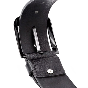 Men's Vintage Copper Pin Buckle Cowhide Genuine Leather <b>Elastic</b> Waistband Luxury Design Casual <b>Belt</b> - Product Image 4