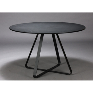 Luxury Nordic Round <b>Coffee</b> <b>Table</b> With <b>Black</b> Marble Sintered Stone Top & Hourglass Geometric Metal Pedestal Base For <b>Modern</b> Rooms - Product Image 6