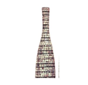 Jarrón de mesa negro contemporáneo con diseño de mosaico de nácar hecho a mano para exhibición floral - Product Image 2