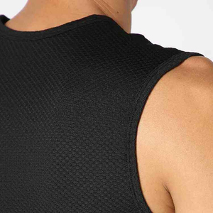 Camiseta sin mangas de algodón 100% con logotipo personalizado, jersey sencillo, color liso, holgada, deportiva, para gimnasio, cuello redondo, blanca, para hombre. - Product Image 5