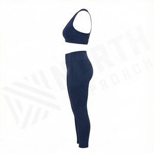 Conjunto Deportivo de Dos Piezas para Mujer, Cintura Alta, Sólido, Transpirable, Sujetador Deportivo y Leggings para Gimnasio, Yoga y Fitness - Product Image 3