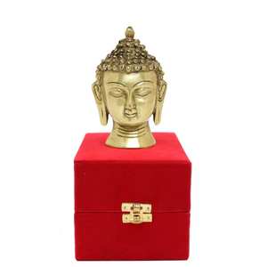 Statue de tête de Bouddha en laiton moderne, artisanat en métal fait à la main pour la décoration vintage de la maison - Product Image 5