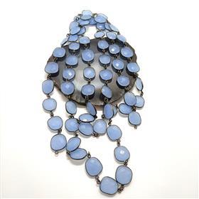 Chaînes continues en calcédoine bleue en gros avec sertissage en pierres précieuses - Product Image 3
