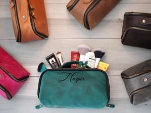 Genuine Leather Toiletry Bag <b>Mens</b> Dopp Kit Vintage Shaving Wash Bag Travel Cosmetic <b>Pouch</b> Custom Private Label TYG-0206 - Product Image 4