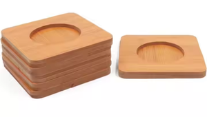 Posavasos cuadrados modernos de nogal, diseño único, artísticos, de madera, resistentes al calor, sostenibles, de blossom craft india - Product Image 2