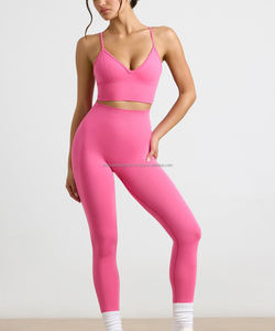 ชุดออกกำลังกายผ้าสแปนเด็กซ์/ ไนลอนสำหรับผู้หญิงกางเกงเลกกิ้งผ้ายืดไร้ตะเข็บโลโก้ได้ตามต้องการ - Product Image 5