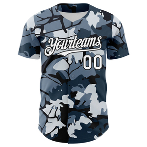 Custom Team Camo Baseball Jersey Full Button Lightweight Breathable Short Sleeve 100% Polyester All Seasons - Product Image 2
