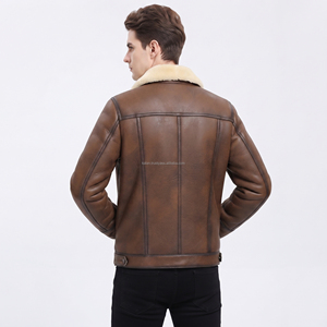 Chaqueta Varsity para Hombre, Marrón, Poliéster/Algodón, Cuello de Piel Sintética, Cortavientos, Informal, Otoñal, Cuello Alto, Corte Regular, con Capucha - Product Image 2