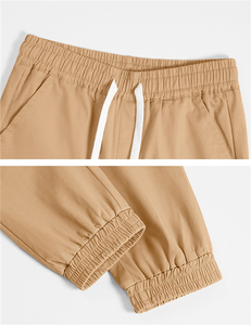 Pantalones Deportivos de Algodón y Spandex Color Caqui para Niños, con Puños Elásticos, Uniformes Escolares - Product Image 2