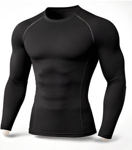 Camiseta de Compresión de Manga Larga para Hombre, Tejido de Punto de Poliéster y Elastano, Alta Elasticidad, Ropa Deportiva para Gimnasio, Fabricante - Product Image 2
